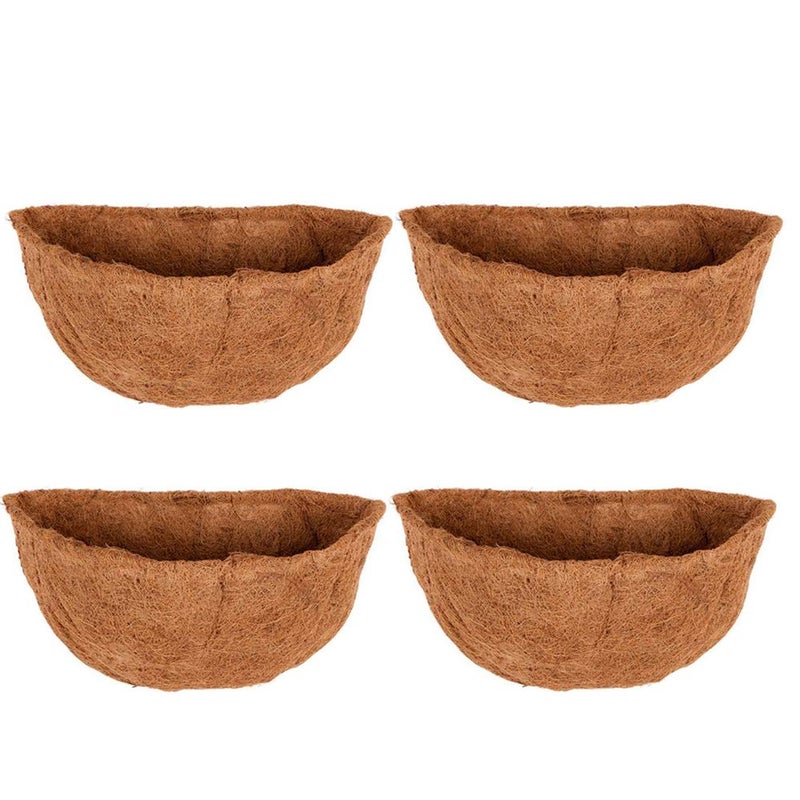 Frillybutts 4 PCS Half Basket Coco Liners 12"" Half Circle Wall Moon Planter Coco Fiber Replacement Liners for Wall Hanging Baskets - Image 1